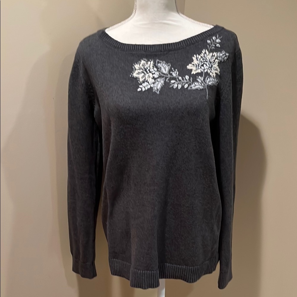LOFT Charcoal Floral Women's Sweater